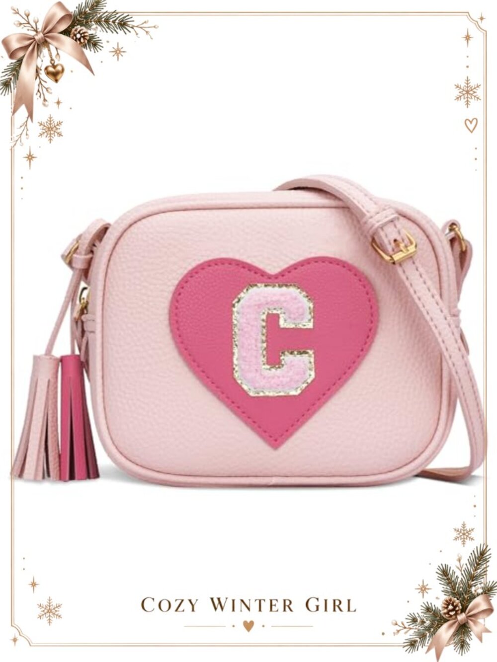 Vegan Leather Heart Crossbody Purse Tassel Girls Gift Bag